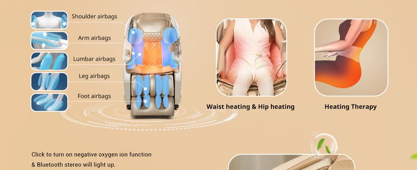 MYNTA Massage Chair Full Body with Heat, Zero Gravity SL-Track 3D Massage Chairs with Thai Stretching, 12 Modes,12 Massage Techniques, Calf & Foot Massage, Wireless Charging, White Noise