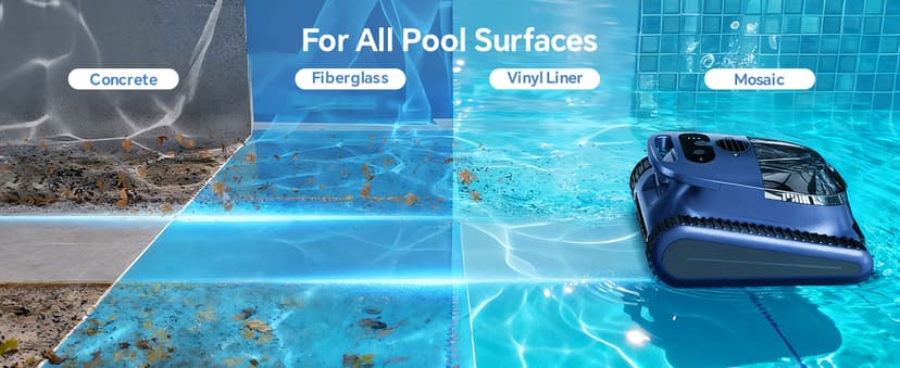 (2026 New) Robotic Pool Cleaner - Pool Vacuum 180W Brushless Motor, 48,000Pa Suction, Wall Climbing, AI-Powered Path Sonar Navigation, 3 Modes Robot for Inground & Above-Ground Pools Up to 2150 Sq. Ft