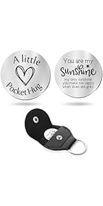 Sureio Pocket Hug Token Gift Long Distance Relationship Keepsake Inspirational Gift with Keychain