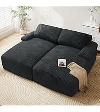 YITAHOME 67"L x 48"W Chaise Lounge Chair Indoor, Oversized Corduroy Upholstered Boneless Sofa Bed, Deep-Seat Sleeper Couch, Reading Chair, Cloud Sofa Couch for Living Room, No Assembly Required, Grey