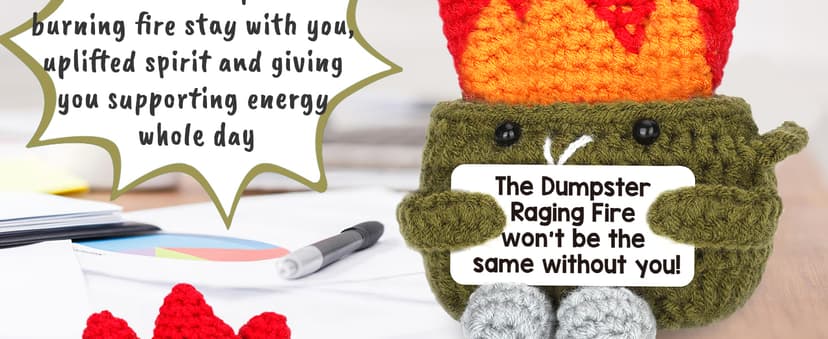 Funny Dumpster Crochet Fire, Bosses Day Gifts for Women Men Boss, Christmas Thank You Appreciation Gifts for Coworker Teacher Friend, Birthday Retirement Farewell Moving Going Away Gift Desk Decor