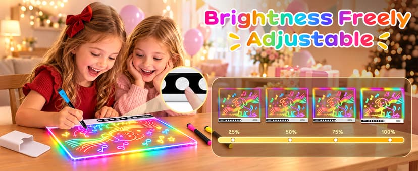 8 Colors, 8 Modes, 15 Light Effects with Music & Blue-Tooth, Doodle Neon Glow Pad Toys Gift for Girls/Boys/Kids 16" Rechargeable LED Drawing Board, Kids Birthday Christmas Gift B0GT9HHRJJ