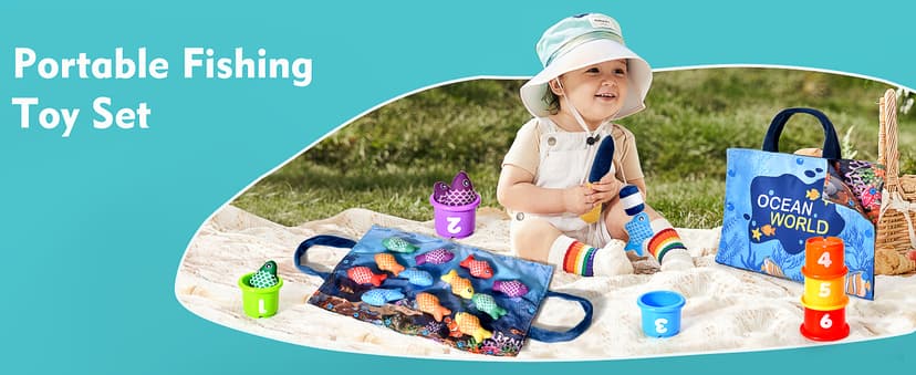 Montessori Toys for 1 Year Old Boy Girl Gifts, Cloth Fishing Game Toddler Toy 1-3, Sorting Learning Baby Toys 6-12-18 Months, One Year Old Girl Boy Birthday Gifts