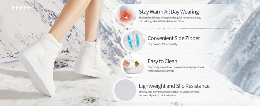 Shupua Boots for Women Winter Combat Boots Womens Ankle Boot Shoes Warm Snow Booties Hiking Sneakers with Zipper