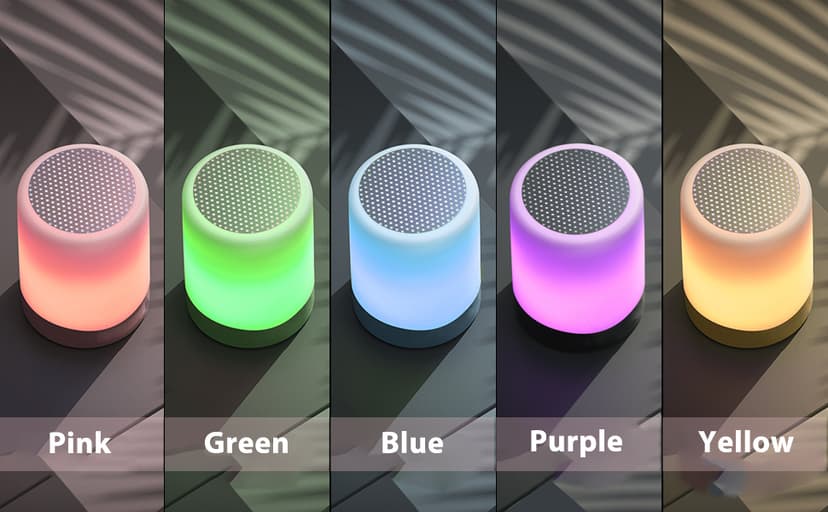 Elecstars Touch Bedside Lamp - with Bluetooth Speaker, Dimmable Color Night Light, Outdoor Table Lamp with Smart Touch Control, Best Gift for Men Women Teens Kids Children Sleeping Aid