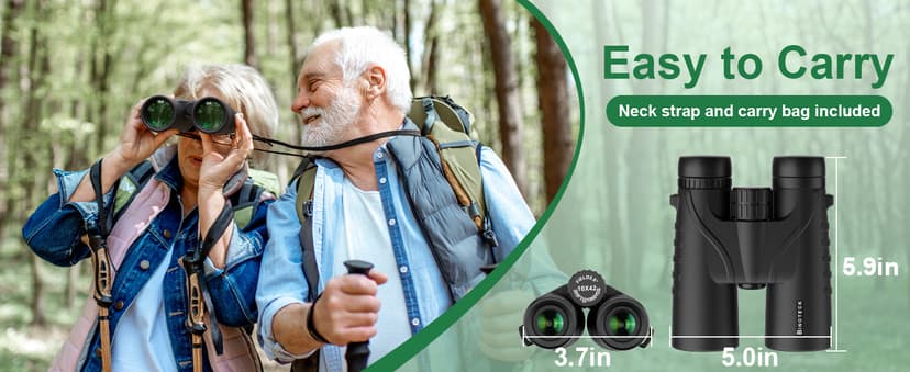 10x42 Binoculars for Adults - Professional HD Roof BAK4 Prism Lens Binoculars for Bird Watching, Hunting, Travel, Sports, Cruise, with Carrying Bag (1.1Lbs)