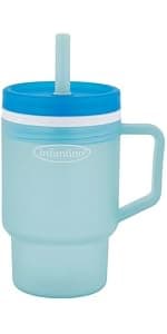 BPA-free silicone straw helps reduce spills while little ones build confidence with independent sipping Infantino My 1st Tumbler Straw Cup with Handle, 9oz, Lilac B0DF3L6CQ1