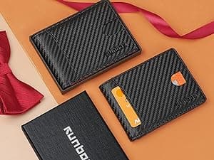 RUNBOX Wallet for Men Slim Rfid Leather 2 ID Window With Gift Box