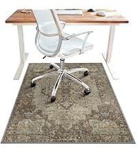 36"x48" Office Chair Mat for Hardwood Tile Floor, Under Desk Carpet Protector for Rolling Computer Chair Mat, Machine Washable Area Rug, Anti-Slip 1/5" Thick Low Pile Thin Vinyl Floor Mat, Taupe
