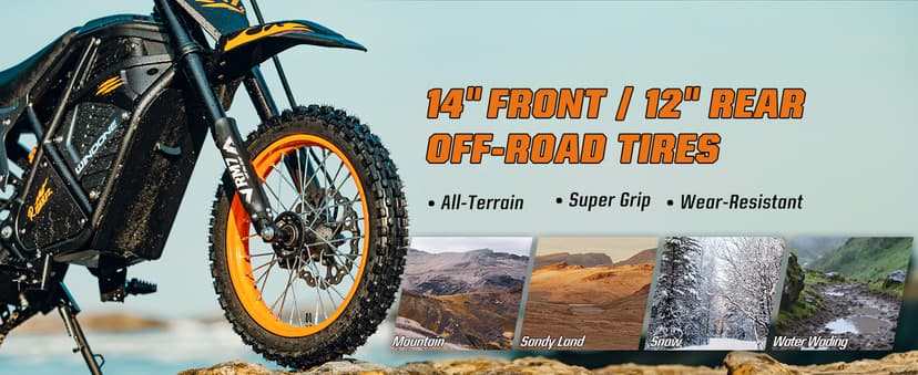 Windone RM7 Electric Dirt Bike for Teens & Adults, 2200W Peak Ebike, 48V 22.5Ah, 37MPH & 45-Mile Electric Motorcycle, 14"/12" Off-Road Tire E-Bike, Dual Hydraulic Brakes, Full Suspension, Fit Age 13+