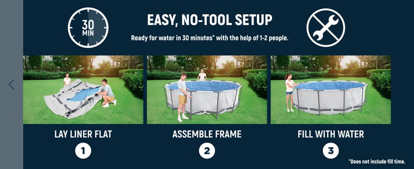 Bestway Steel Pro MAX 12' x 30" Above Ground Pool, Round Metal Frame Outdoor Swimming Pool Set with Filter Pump & Type III A/C Cartridge, Gray