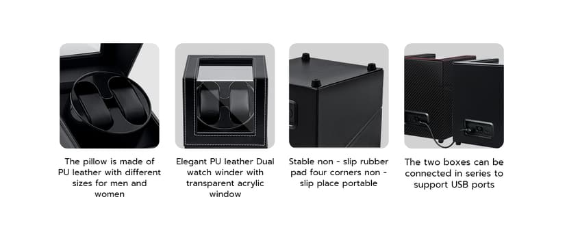 Mcbazel Mcbazel Watch Winder for Automatic Watches, Double Automatic Watch Winder Box with Quiet Japan-made Motor, Automatic Watch Display Storage Rotation Wristwatch Box with 2 Slots (Black PU Leather)