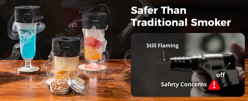 Electric Whiskey Smoker Kit Built-in Lighter, No Butane Needed, Rechargeable Cocktail Smoker Kit with 6 Wood Chips, Old Fashioned Drink Smoker Kit, Bourbon Whiskey Gifts for Men,Dad,Husband