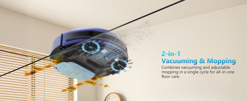 XIEBro Life Robot Vacuum and Mop Combo, Vacuum Robot 2 in 1 with WiFi/App/Voice, Schedule, Water Tank and Dustbin, Self-Charging, Slim, Ideal for Hard Floor, Pet Hair, Carpet