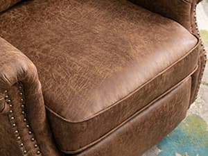 IOMOR Push Back Recliner Chair Faux Leather Lounge Armchair with Rivet Decoration Wingback Single Sofa Chair with Padded Seat Solid Wood Legs for Living Room, Chocolate