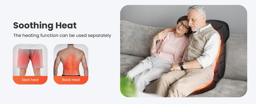COMFIER Back Massager with Heat, Vibration Massage Seat Cushion with 8 Massage Nodes & 5 Modes, Adjustable Chair Massager Pad for Home Office, Heated Chair Pad, Father‘s Day Gift for Dad