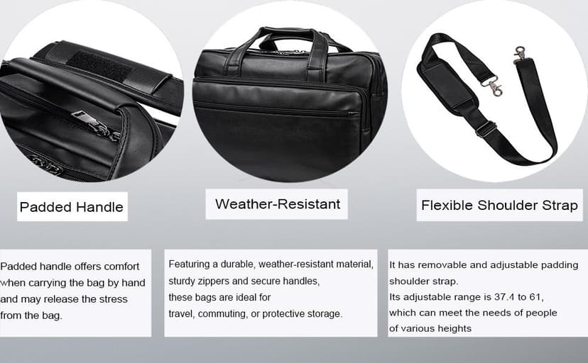 seyfocnia Leather Laptop Bag, Men's 15.6 Inche 17.3 Inche Messenger Briefcase Business Satchel Computer Handbag Shoulder Bag