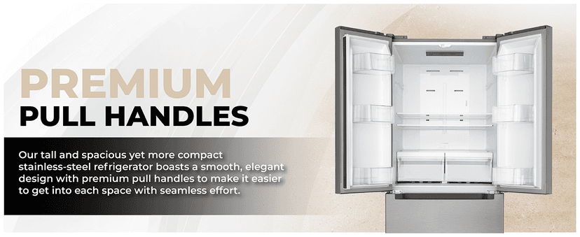 KoolMore 30-Inch and 18.5 cu. ft. Counter Depth French Door Refrigerator with Three Doors and Deep Freezer in Stainless-Steel (KM-RERFDSS-18C)