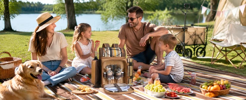 Hap Tim Picnic Basket Backpack for 2 Person with 2 Insulated Cooler Compartment, Wine Holder, Fleece Blanket, Cutlery Set, Wedding Gifts for Couples, Bridal Shower Gifts, Engagement Gifts