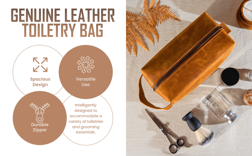 Personalized Hand Crafted Leather Toiletry Bag for Men, Shaving Bags, Travel Pouch, Engraved Monogrammed Leather Dopp Kit, Toiletries, Grandpa, Boyfriend, Groomsmen, Birthday, for Men