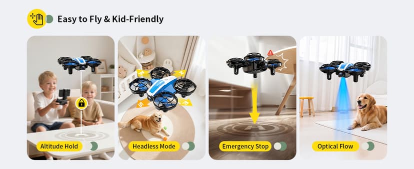Holy Stone Mini FPV Drone with 1080P HD Camera for Kids & Beginners, RC Nano Quadcopter with Optical Flow Hover, Gesture Control, 3D Flips, 3 Batteries, Great Gift Toy for Boys and Girls, HS210P Blue