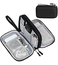 Wrist Strap, Waterproof, Double Layers Portable Electronics Travel Carrying Case for Cord, Charger, Daily Business Trips Use FYY Electronic Organizer, Travel Tech Pouch Bag, Cable Organizer Dark Green B0B7QQVMRT