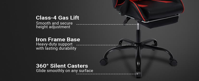 Gaming Chair with Footrest and Lumbar Support, Height Adjustable Chair with 360°Office Desk Chair,Heavy Duty 330lbs Computer Chair for Adults