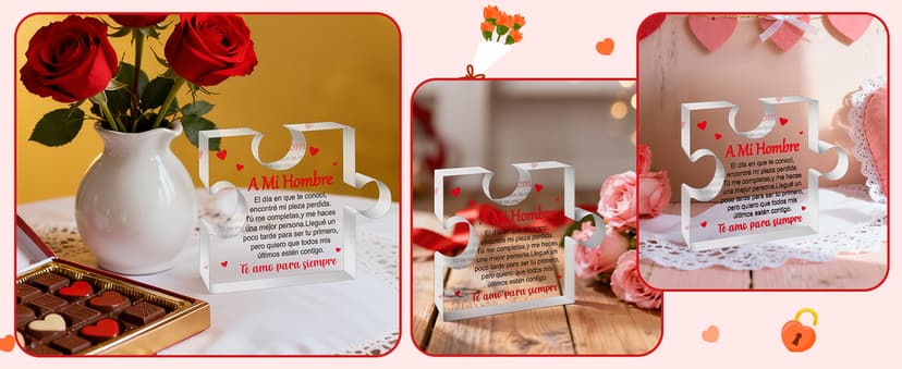 Yopyame Romantic Gifts for Him - Engraved Acrylic Block Puzzle Spanish Romantic Gifts Christmas Gift to My Man Anniversary Valentine's Day Acrylic Keepsake Paperweight Gift for Him Boyfriend Husband
