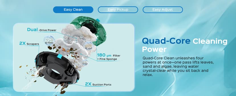 (2026 Upgrade) Cordless Robotic Pool Cleaner, Lasts 80 Min, Automatic Vacuum for Above-Ground Pools up to 650 Sq.ft, Portable, Self-Parking, Transparent Green