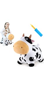 Outside Inflatable Riding Plush Triceratops Bouncing Horse Hopping Toy, Cool Birthday Gifts Age 2 3 4 5 6 Year Old Boy Girl Bouncy Pals Toddler Dinosaur Hopper Toy, Kids Outdoor Ride on Bounce Animal B09B1QZLXW