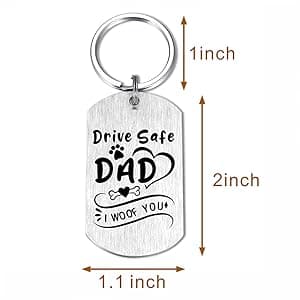 Alotozo Dog Dad Gifts for Men - Christmas Gifts from Dogs to Daddy - Drive Safe Dad Keychain - From Puppy to Daddy Stocking Stuffer - Dog Lover Gift for Father