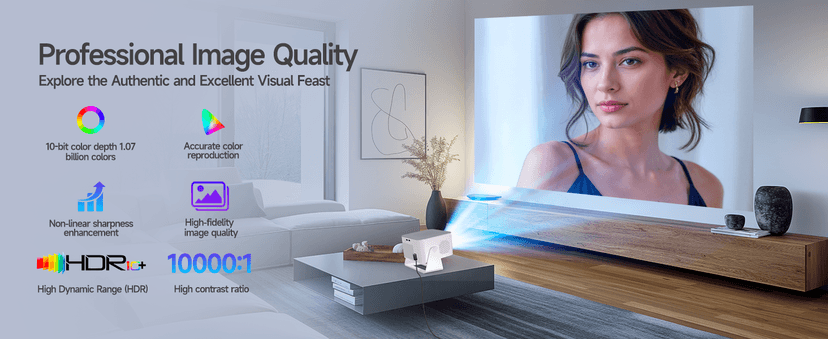 Mini Projector with Wifi and Bluetooth, Outdoor Portable Proyector 4/8K Support, 600ANSI/ 1080P/ Obstacle Avoidance/ Auto Focus, Smart Alwtniet HY350Max for Bedroom Movie HDMI/USB/Smartphone/Laptop B0G398YVW3