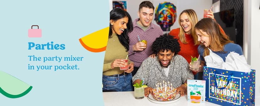 Craftmix Variety Pack, Makes 12 Drinks, Skinny Cocktail Mixers, Mocktails Non-Alcoholic Drinks - Made With Real Fruit - Vegan Low-Carb, Low-Sugar, Non-GMO, Dairy Free, Gluten Free, Easy to Mix