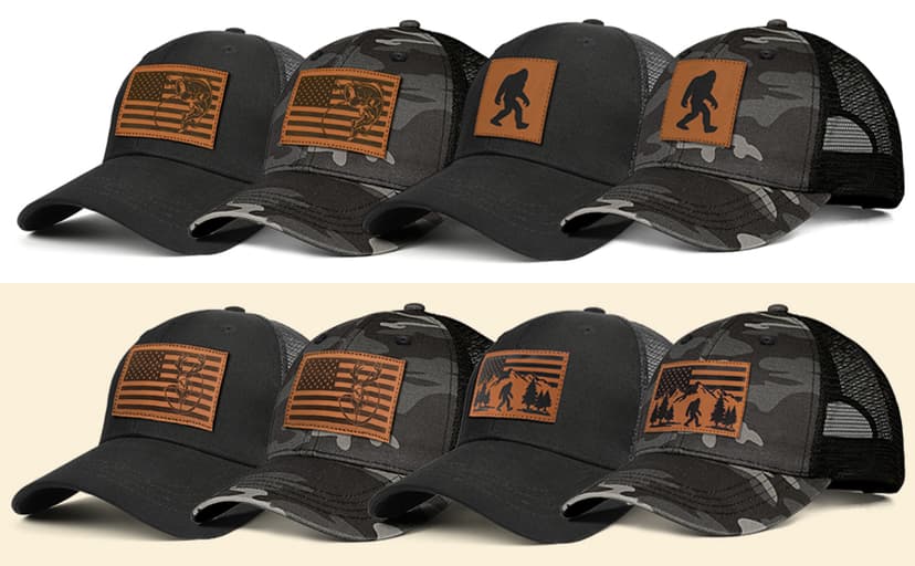 Ozrhuve Men's Hat Gifts for Dad Husband Grandpa Father's Day Christmas Birthday Gift Trucker Hat Leather Pattern Baseball Cap