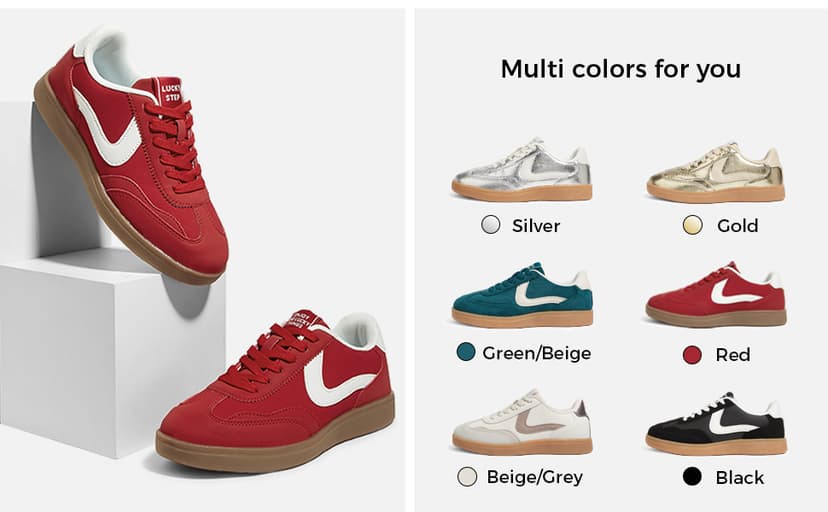 LUCKY STEP Women's Retro Fashion Sneakers Classic Casual Walking Shoes Non Slip Comfort Skate Shoes