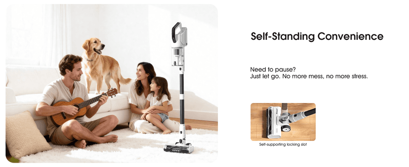 Klarpul Cordless Vacuum Cleaner, 2 Batteries 140 Mins Runtime 600W 50Kpa Stick Vacuum Cordless, Self-Standing Vacuum Cleaners for Home with 2.5H Fast Charging, for Floor/Carpet/Pet Hair, White