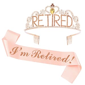 JETKONG Retirement Party Decorations Retired Tiara/Crown, Retired Sash for Women Retirement Gifts, Retirement Party Supplies, Gifts, Favors (Rose Gold) B0B2R3G8NG