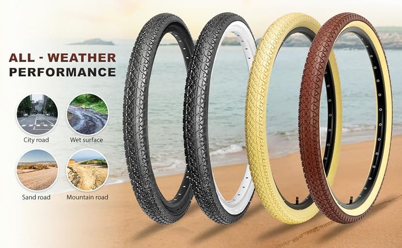 26x2.125 Cruiser Bike Tires: MOHEGIA 2-Pack 26 Inch Folding Tires with Pair Bike Tubes & Tire Levers Replacement Set for Beach Cruiser and Urban Commuting Bicycle