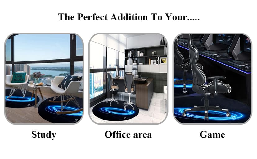 Office Chair Mats Hard-Floor Chair Mats Office Gaming Chair Mat with Blue Lightning Design (Blue)