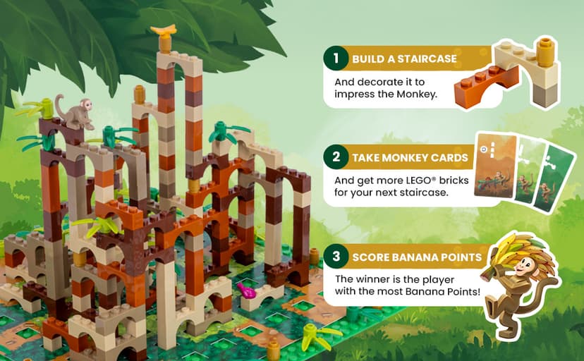 Monkey Palace - LEGO Board Game, Brick Building Strategy Board Game for Kids 8-12, Family Fun for Adults, LEGO Fun Toys for Kids & Families, 2-4 Players Ages 10+, 45 Minute Playtime
