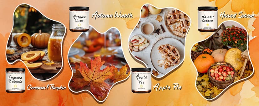 Auelife Fall Candle Set | 4 Pack Scented Candles for Home - Candle Gifts for Women Men, Soy Candles Home Scented | Autumn Fragrance of - Apple Pie/Cinnamon/Harvest/Wreath B0CC98RMFT