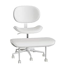 Pinmoco Ergonomic Cross Legged Office Chair for ADHD, Kneeling Chair with 360° Swivel Wheels and Reversible Seating for Meditation, Adjustable Height and Seat Deapth, Teddy Fabric, White
