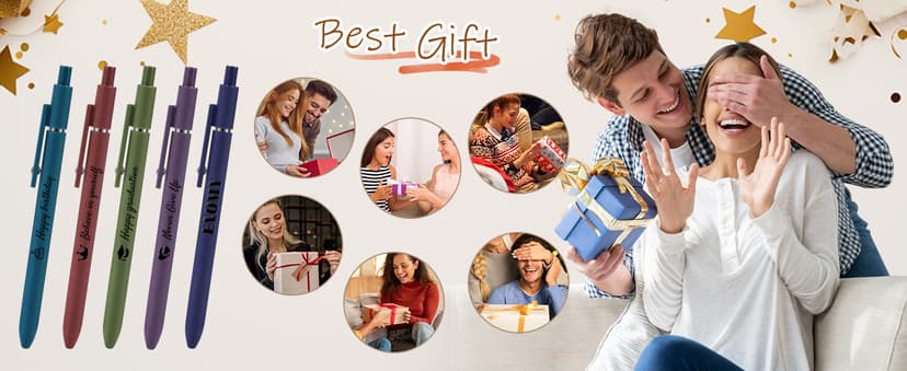 ENOMY Personalized Ballpoint Pens with Logo/Name/Text, Black Ink Custom Engraved Pen in Bulk, Ideal for Christmas Gifts, Birthday Presents, College, Offices & Businesses