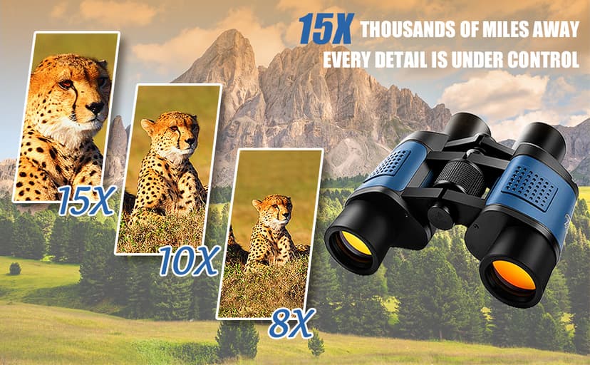Adult Night Vision Binoculars 60x60 1000M Professional Waterproof High-Power Optical Binoculars, Suitable for Stargazing, Bird Watching, Concerts, Football, Sightseeing, Hunting, and Easy to Carry.