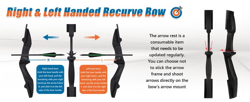 Recurve Bow and Arrow Set,Detachable Archery Adult Bow Left and Right Hands 40lbs /20lbs Suitable Adults/Youth/Beginners Outdoor Practicing