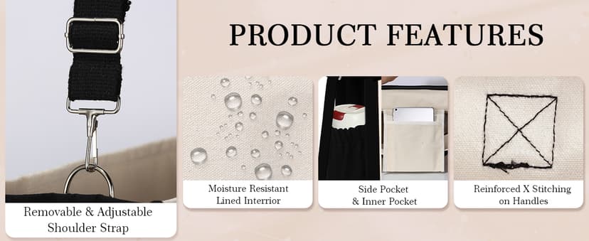 YOOLIFE Gifts for Women - Initial Tote Bag & Makeup Bag, Birthday Gifts for Women Mom Wife Teacher Friend