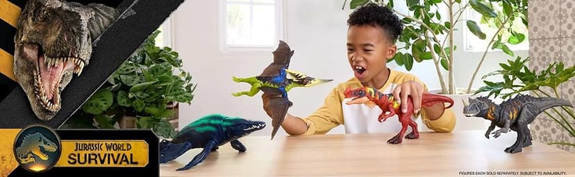 Mattel Jurassic World Wild Roar Brachauchenius Dinosaur Action Figure Toy with Chomp Attack, Light Up Feature & Roar Sound, Scan Code for Digital Play