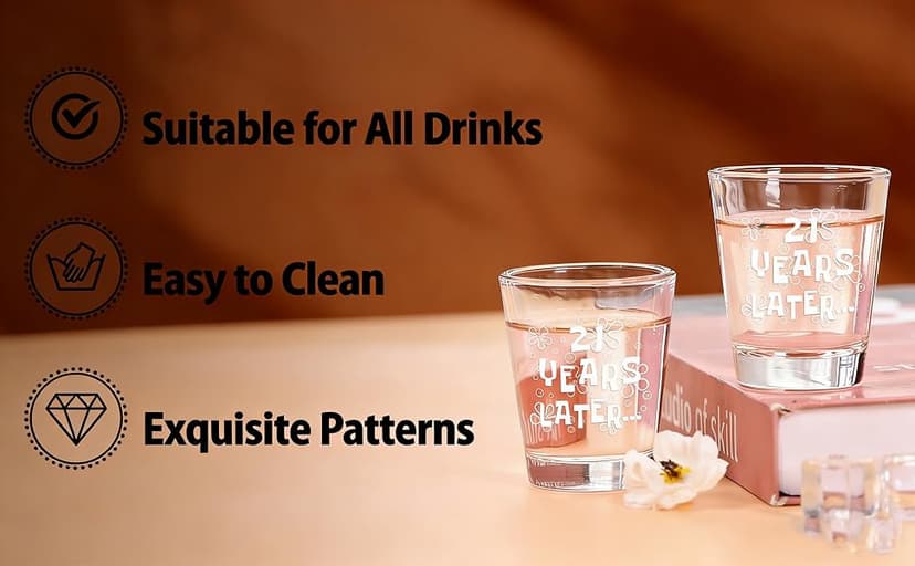 Futtumy 21 Years Later Shot Glasses Set 2, 21st Birthday Gift for Her, 21st Birthday Gifts for Him, Gifts for 21 Year Old Male Female Women Men Son Daughter, Funny Birthday Present for Him or Her B0G4GX17D8