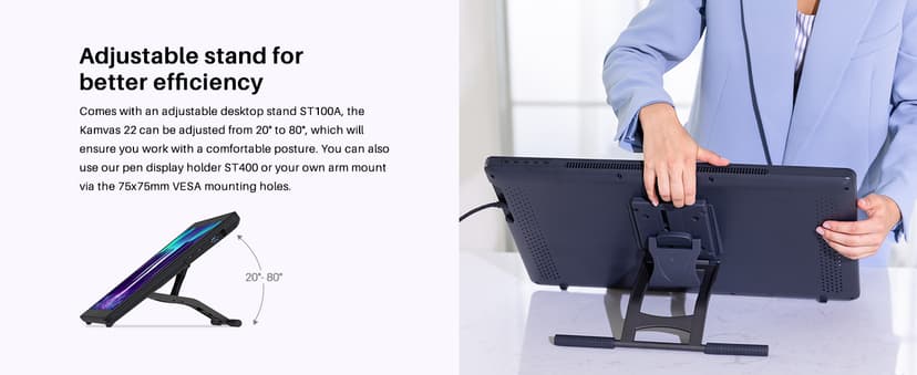 HUION KAMVAS 22 Drawing Tablet with Screen 120% sRGB PW517 Battery-Free Stylus Adjustable Stand, 21.5inch Pen Display for Windows PC, Mac, Android