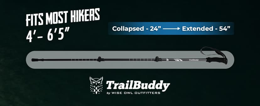 TrailBuddy 3K Carbon Fiber Hiking Poles - Collapsible Lightweight Trekking Poles for Hiking - Adjustable Walking Sticks for Women, Men, Seniors with All-Terrain Tips, Baskets & EVA Grips